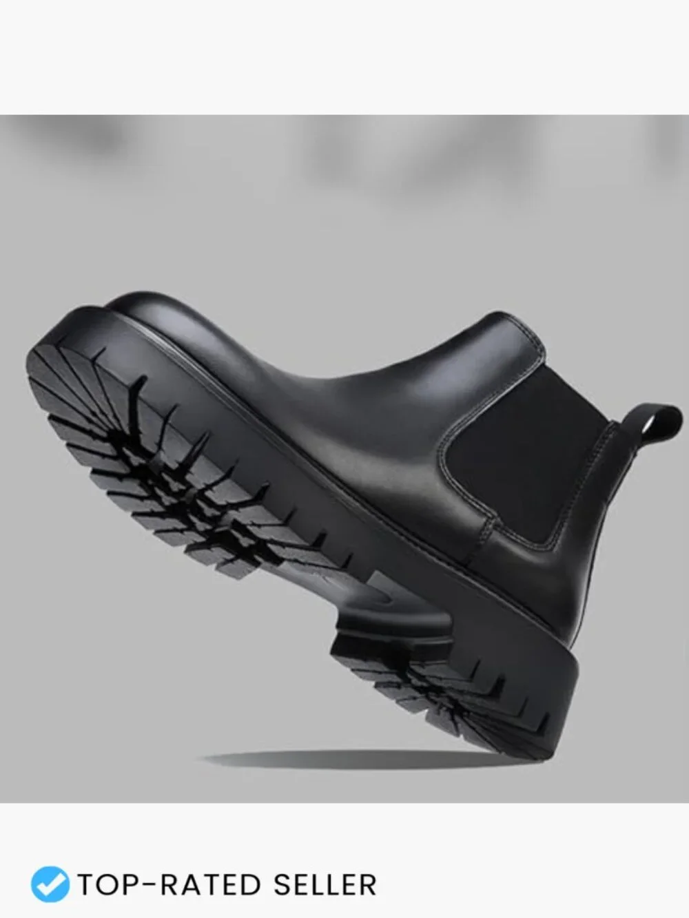 Genuine Leather Chunky Platform Chelsea Dress Boots Lug Sole Slip-On Ankle Boots